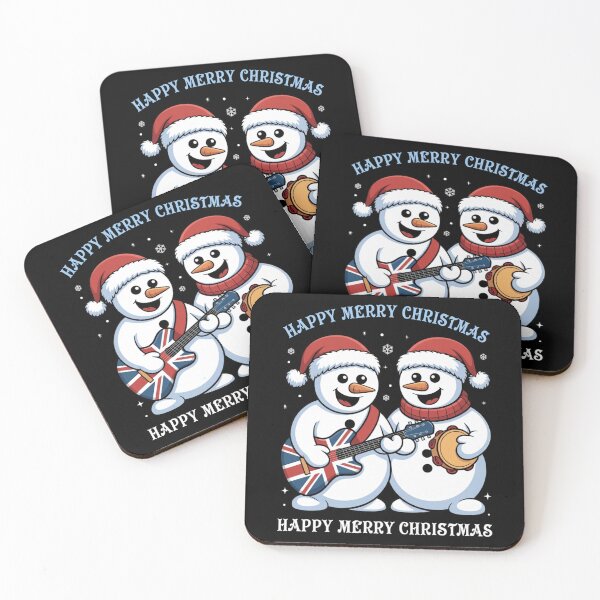 Item preview, Happy Merry Christmas Snowman Band Design classic t-shirt ,Funny Snowmen With Guitar and Tambourine t-shirt designed and sold by PrintMod.