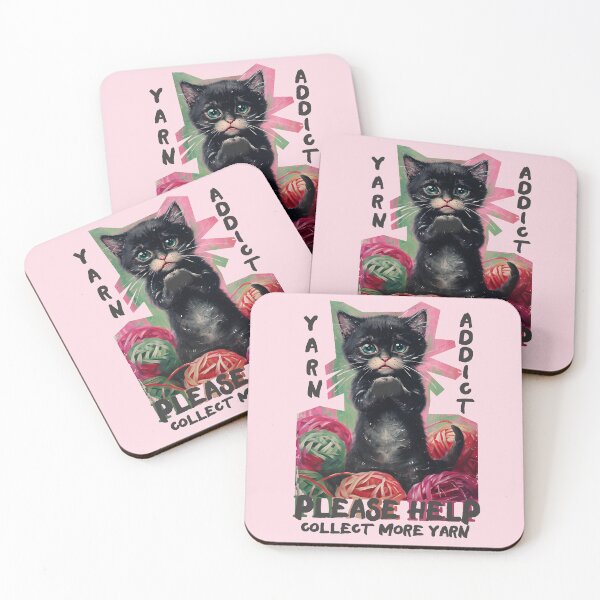 Item preview, Yarn addict crochet knitting knitter cute sad kitten kitty cat designed and sold by BigMRanch.
