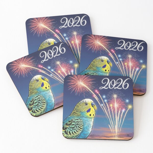 Item preview, Parakeet Celebrating Fireworks 2026 designed and sold by PetJoyPrintsCO.
