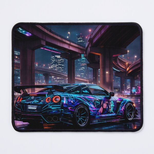 Item preview, Cyberpunk GT-R R35 – Neon Full Wrap Nissan JDM Night Art designed and sold by leen12 Art Designs Prints.