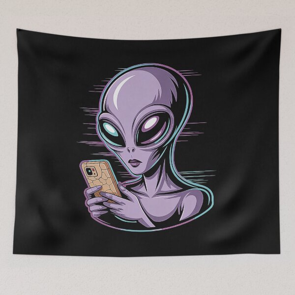 Item preview, Cosmic Cute Alien Chillin' on Your Phone Glow ✨?? designed and sold by trixxcreative.