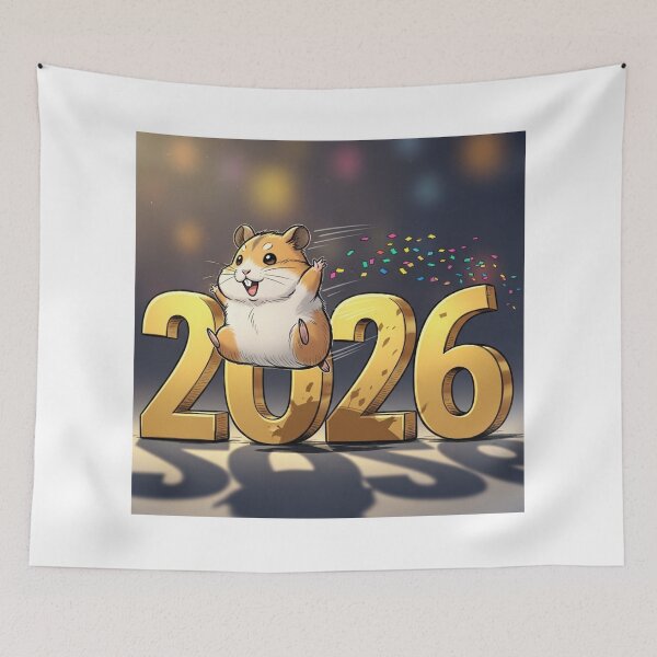 Item preview, Hamster Jumping into 2026 designed and sold by PetJoyPrintsCO.
