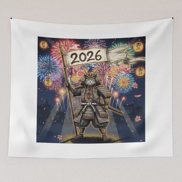 Item preview, Samurai Cat New Year 2026 designed and sold by PetJoyPrintsCO.