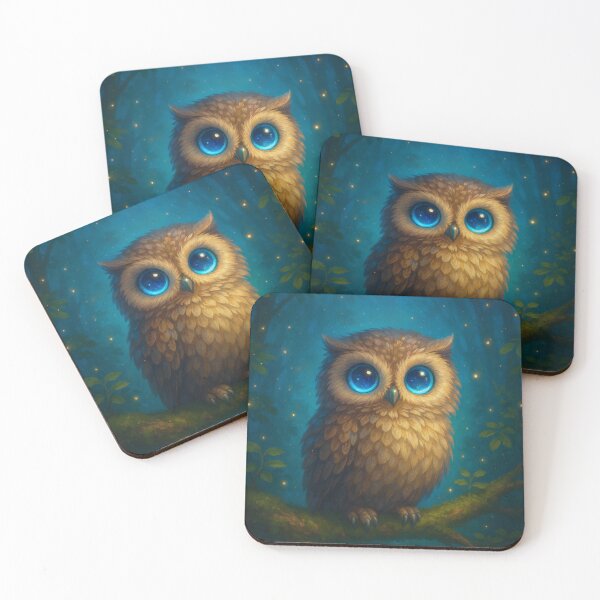 Item preview, Moonlit Blue-Eyed Baby Owl designed and sold by ArgentoArt.