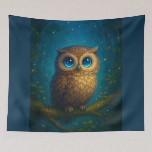 Item preview, Moonlit Blue-Eyed Baby Owl designed and sold by ArgentoArt.