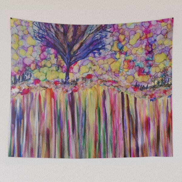 Item preview, a single tree on a rainbow  cliff of love designed and sold by Jewelsforyou.