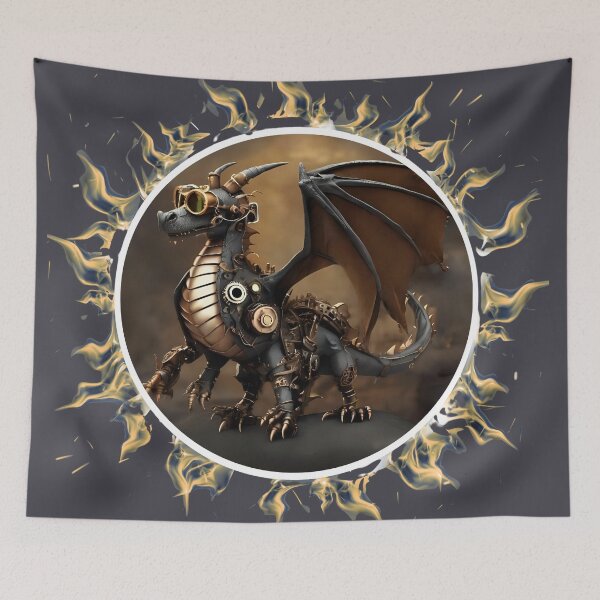 Item preview, A highly detailed steampunk baby dragon featuring brass gears designed and sold by BandGTees.