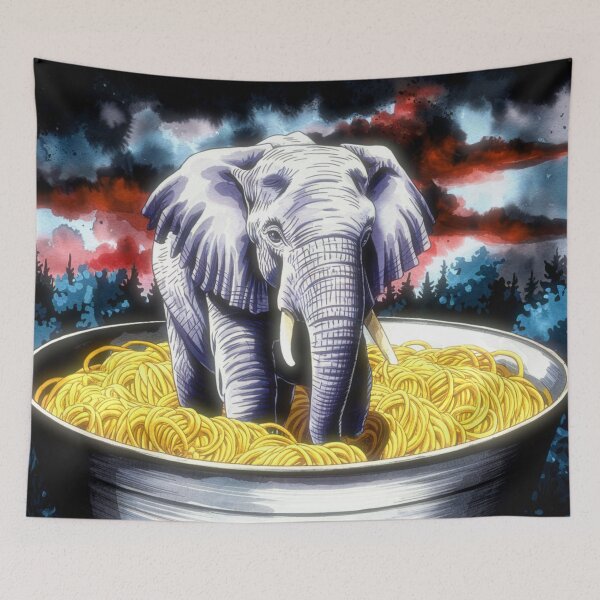 Item preview, Elephant in a Bowl of Pasta designed and sold by Kwandry.