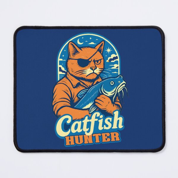 Item preview, Catfish hunter pirate kitty cat fishing fisherman fly fishing designed and sold by BigMRanch.
