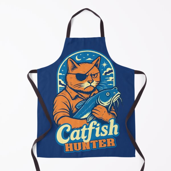 Item preview, Catfish hunter pirate kitty cat fishing fisherman fly fishing designed and sold by BigMRanch.