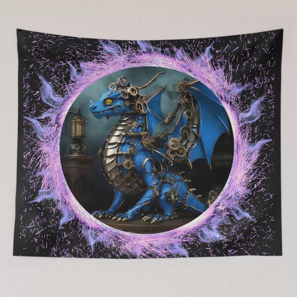 Item preview, Blue Dragon steam punk design inbeded with mystical fire designed and sold by BandGTees.