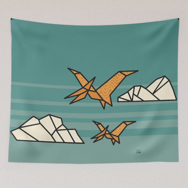Item preview, Minimalist origami pterodactyl illustration designed and sold by CecyLL.