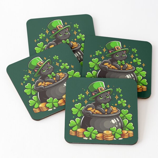 Item preview, Lucky Black Cat Leprechaun In Pot Of Gold designed and sold by oynipshop.