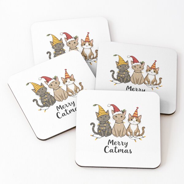 Item preview, Merry Catmas – Cute Christmas Cats with Holiday Lights & Santa Hats designed and sold by aishacloset.