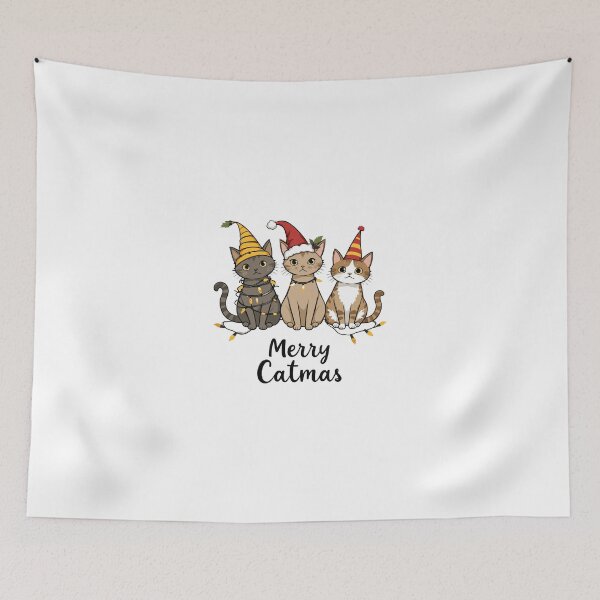 Item preview, Merry Catmas – Cute Christmas Cats with Holiday Lights & Santa Hats designed and sold by aishacloset.