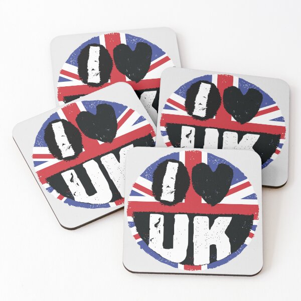 Item preview, Grungy I ❤️ UK Union Jack Flag Tee | Distressed Punk Rock British Aesthetic Design designed and sold by pelagio.