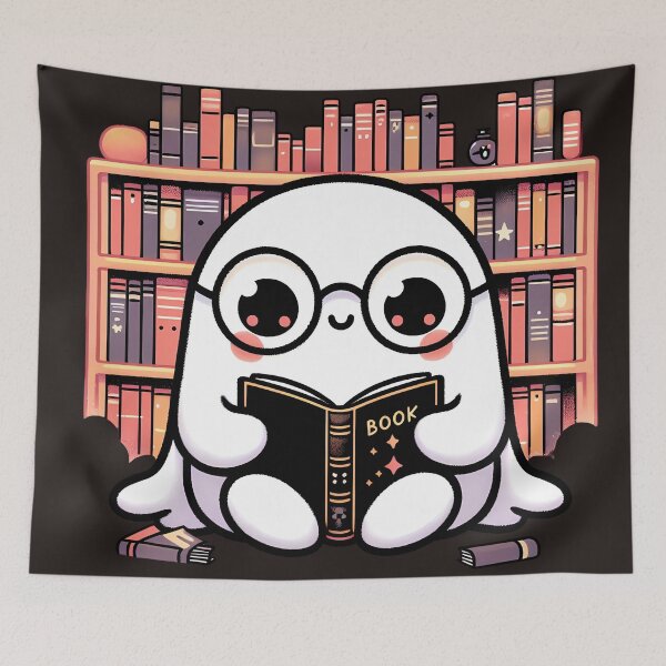 Item preview, Cute Bookworm Ghost Reading In Library designed and sold by oynipshop.