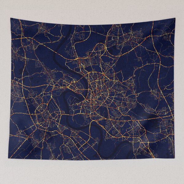 Item preview, Dusseldorf, Germany Map - City At Night designed and sold by deMAP.