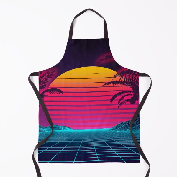 Item preview, Retro Synthwave Sunset - 80s Vaporwave Grid Landscape Neon Palm Trees designed and sold by leen12 Art Designs Prints.