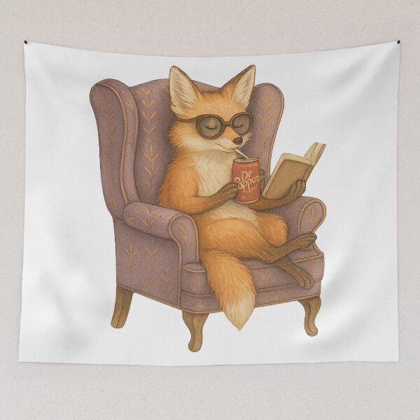 Item preview, Fox Reading with a Soda designed and sold by thehaywirehoney.