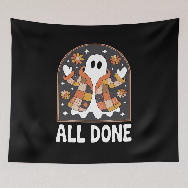 Item preview, All Done Patchwork Ghost Halloween Quilt Fall designed and sold by Sandrhaus.