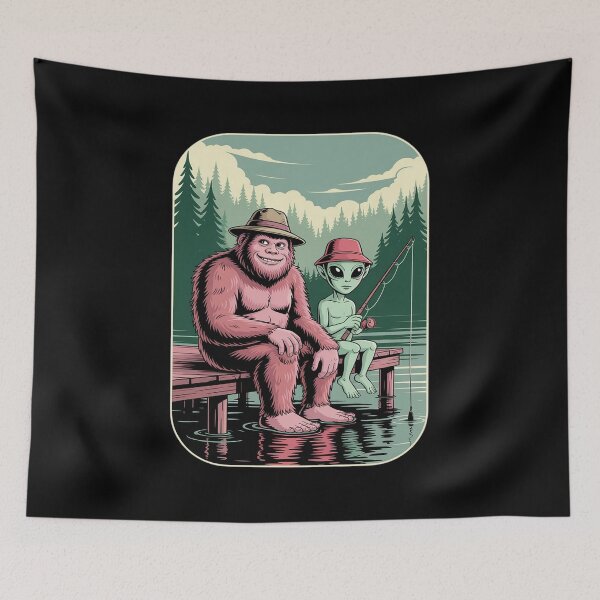 Item preview, Alien Bigfoot Fishing Sasquatch Fishing Fisherman designed and sold by Sandrhaus.