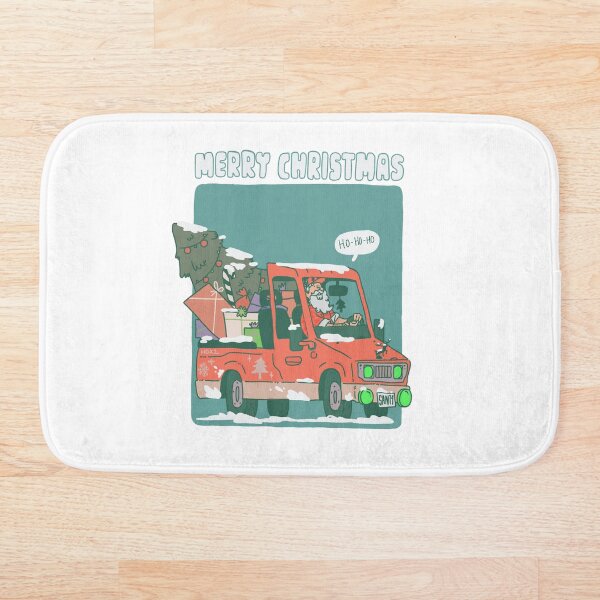 Artikelvorschau, Weihnachtsstimmung transportieren: Illustration eines Weihnachtsmann-Pickups entworfen und verkauft von Childish by Design.