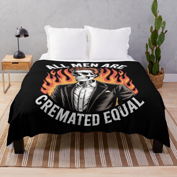 Item preview, All Men Are Cremated Equal Funny Spooky Skeleton Halloween designed and sold by ryukaizox1.