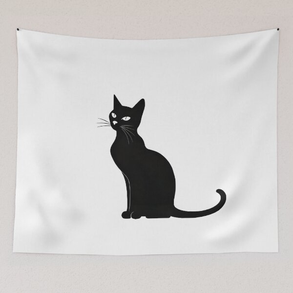 Item preview, Shadow Line Art Cat – Sleek Minimal Feline Silhouette with Bold Contrast designed and sold by SoftyDesigns.