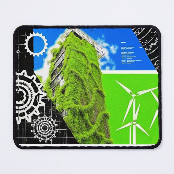 Item preview, Solarpunk: Ivy-Covered Skyscraper and Wind Turbines designed and sold by Raw-Ink.