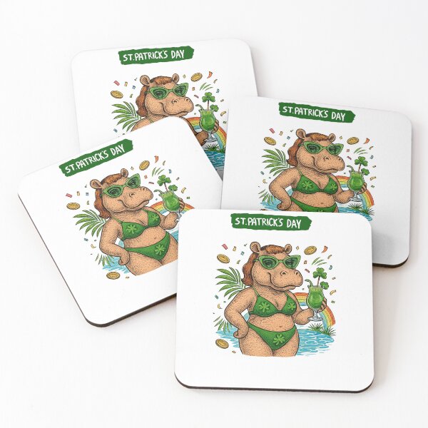 Item preview, St. Patrick’s Tropical Pool Party Glam Hippo Bikini designed and sold by Thanineemedia.