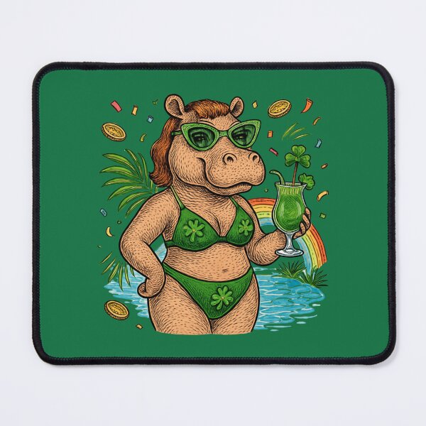 Item preview, St. Patrick’s Tropical Pool Party Glam Hippo Bikini designed and sold by Thanineemedia.