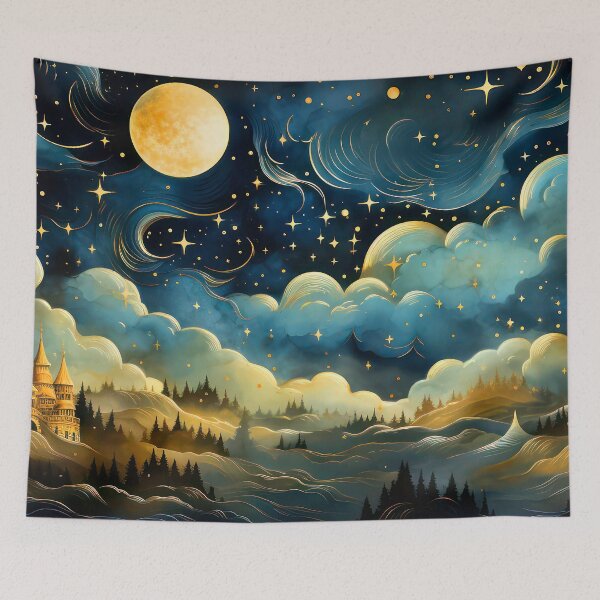 Item preview, Dreamscape With Magical Moon, Heavenly Stars, Angelic Clouds designed and sold by DEC02.