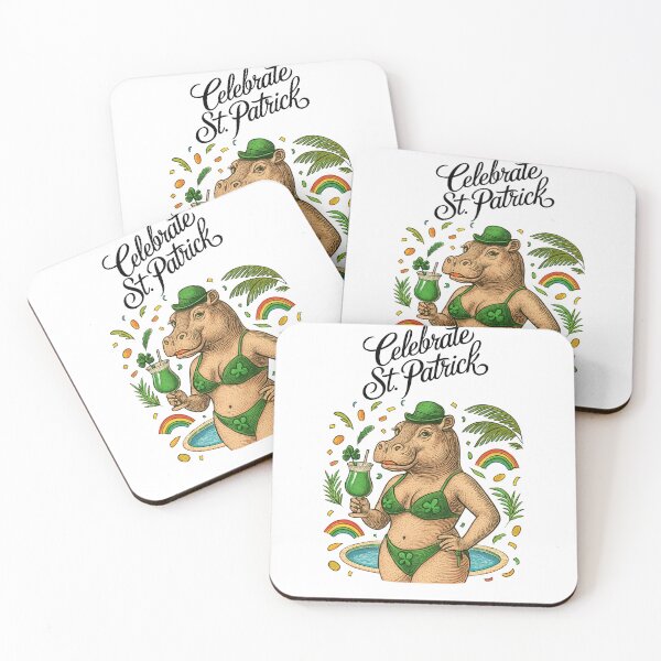 Item preview, St. Patrick’s Tropical Pool Party Glam Hippo Bikini designed and sold by Thanineemedia.