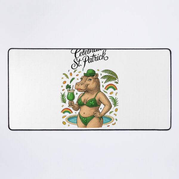Item preview, St. Patrick’s Tropical Pool Party Glam Hippo Bikini designed and sold by Thanineemedia.