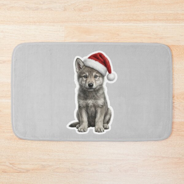 Item preview, Grey wolf pup in Christmas outfit designed and sold by DAGHO.