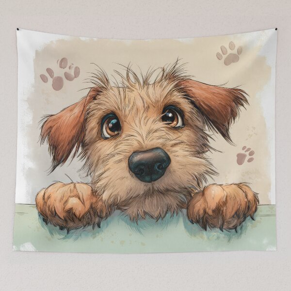 Item preview, Griffon Fauve de Bretagne Peeking over Wall 01 designed and sold by Elisabeth Lucas.