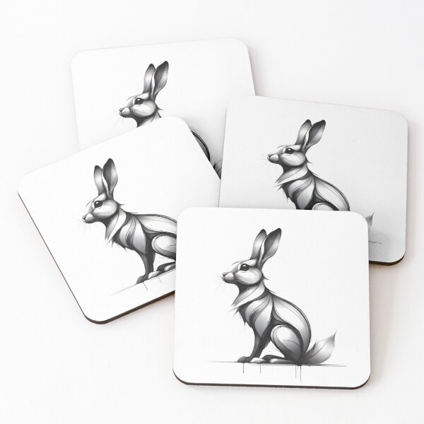 Item preview, Curved Line Art Rabbit – Abstract Animal Profile in Monochrome Flow designed and sold by SoftyDesigns.