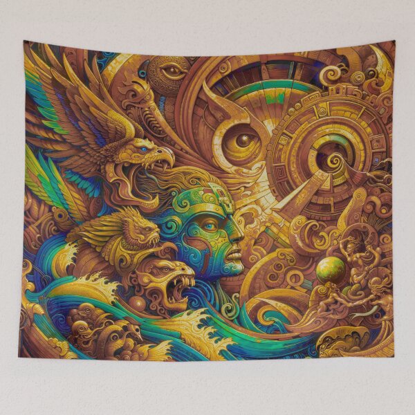 Item preview, Sunstone Guardian of the Dawn | Mythic Mesoamerican-Inspired Solar Mural designed and sold by TheOuroborean.