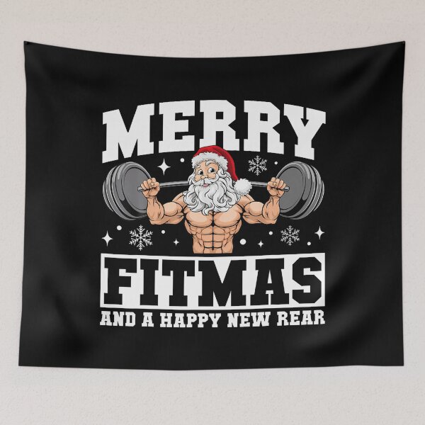 Item preview, Merry Fitmas Funny Santa Fitness Gym Workout Ugly Christmas designed and sold by KristinDebra.
