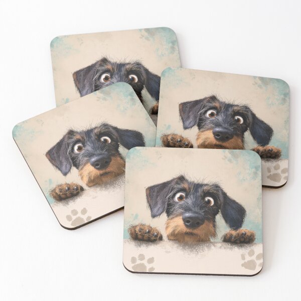 Item preview, Wire=haired Dachshund Peeking over Wall 01 designed and sold by Elisabeth Lucas.
