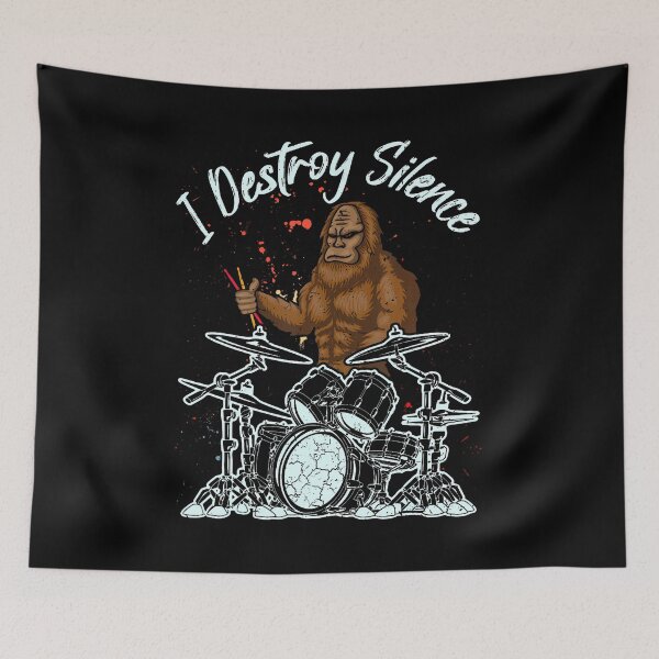 Item preview, Funny Bigfoot Drummer Playing Drums I Destroy Silence Men designed and sold by EileenDeana.