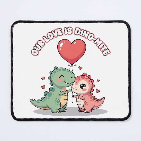 Item preview, Our Love Is Dino-Mite – Cute Dinosaur Couple Valentine Art designed and sold by DinoPrints-shop.