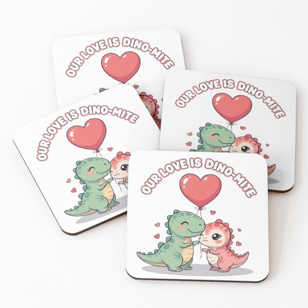 Item preview, Our Love Is Dino-Mite – Cute Dinosaur Couple Valentine Art designed and sold by DinoPrints-shop.