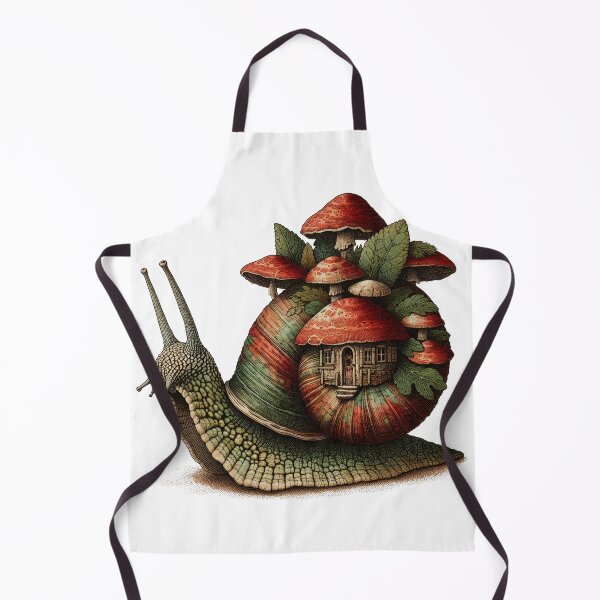 Item preview, Vintage Goblincore Snail with Mushroom Cottage Shell designed and sold by The Mossy Library.