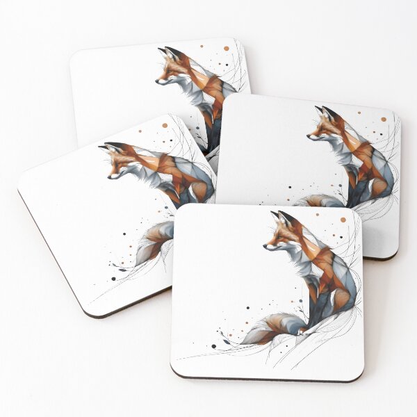 Item preview, Angular Fox in Polygonal Motion with Dot Accents – Line Art designed and sold by SoftyDesigns.