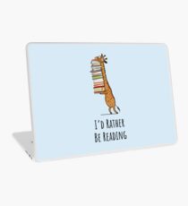 Funny Giraffe Holding a Stack of Books - I'd Rather Be Reading - Book Lover Gift, Phones Cases And Other Gift Laptop Skin