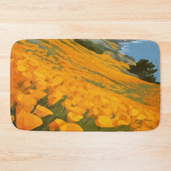 Item preview, California Poppy Coastal Hillside | Big Sur Flower Landscape Art designed and sold by Taanva.