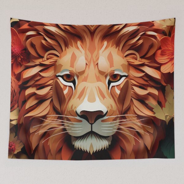Item preview, Dramatic Lion Face With Exotic Mane Design Art  designed and sold by DEC02.