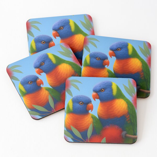 Item preview, Rainbow Lorikeets in a callistemon. designed and sold by ZestArtStudio.